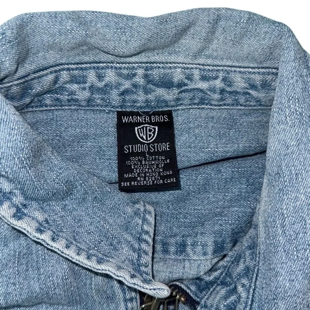 Warner bros men’s denim jacket large road runner and coyote beep‎ beep vintage